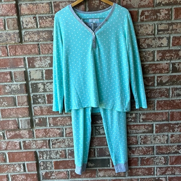 NWT Karen Neuburger Pillow Soft Aqua Dot PJ Set Size M - Picture 1 of 10